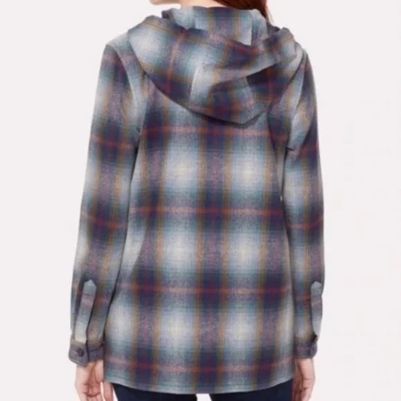 Pendleton‎ Boyfrind Jacket Hoodie Womens Small Plaid Wool Button Up Lightweight - Picture 2 of 16